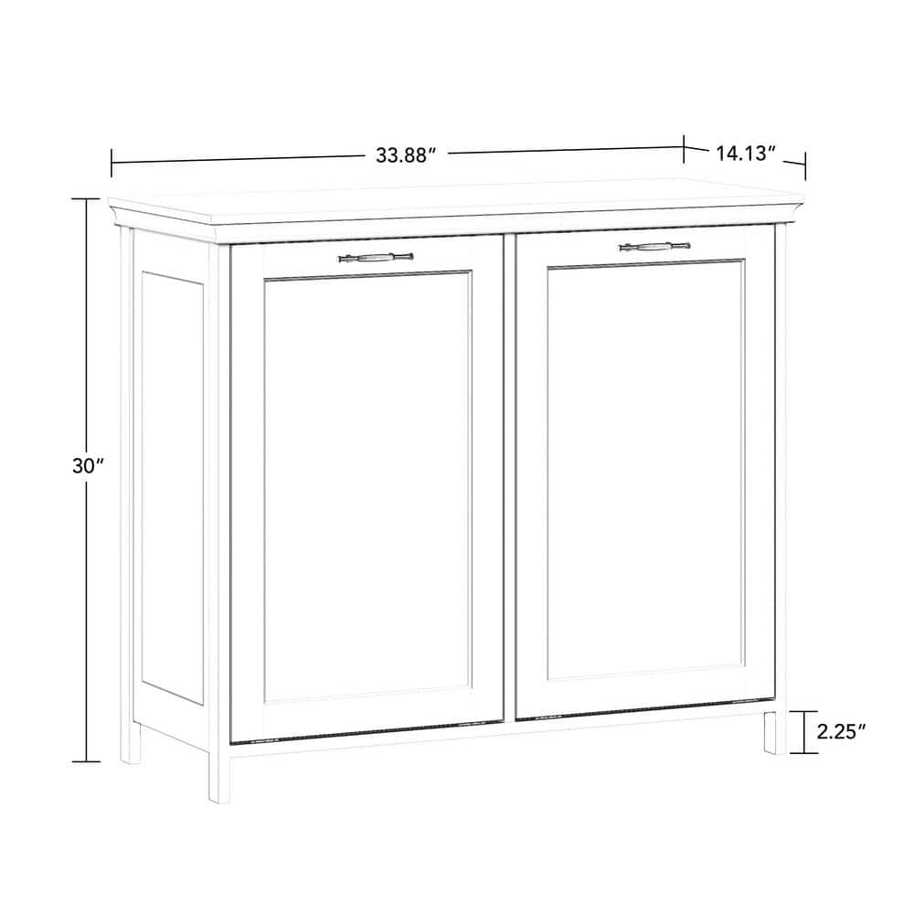 White Double Tilt-Out Laundry Hamper Cabinet with Cloth Bags