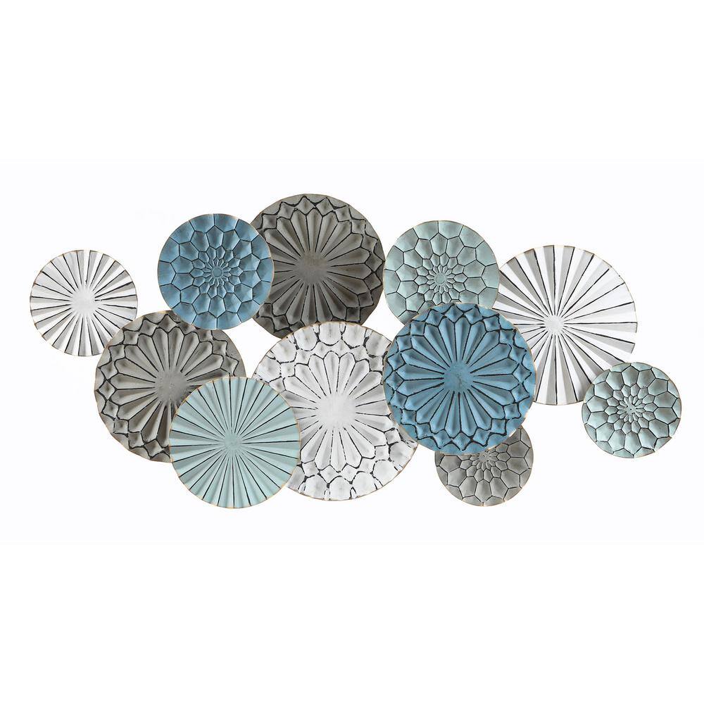 LuxenHome Metal Floral Pattern Round Discs Abstract Wall Art WHA18   The  Home Depot