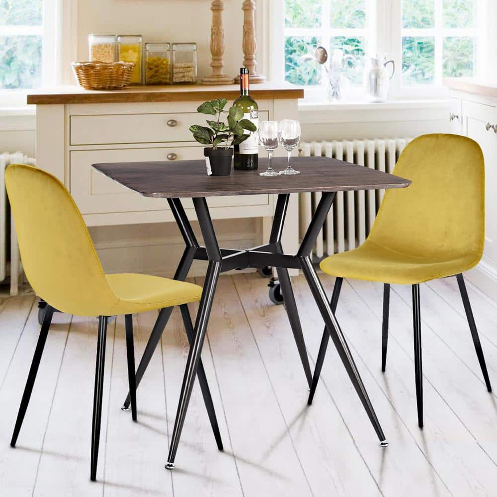 Homy Casa Charlton Yellow Velvet Upholstered Side Dining Chairs(Set Of ...