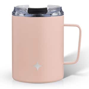 12 oz. Pink Stainless Steel Vacuum Insulated Travel Coffee Mug Tumbler with Lid & Handle
