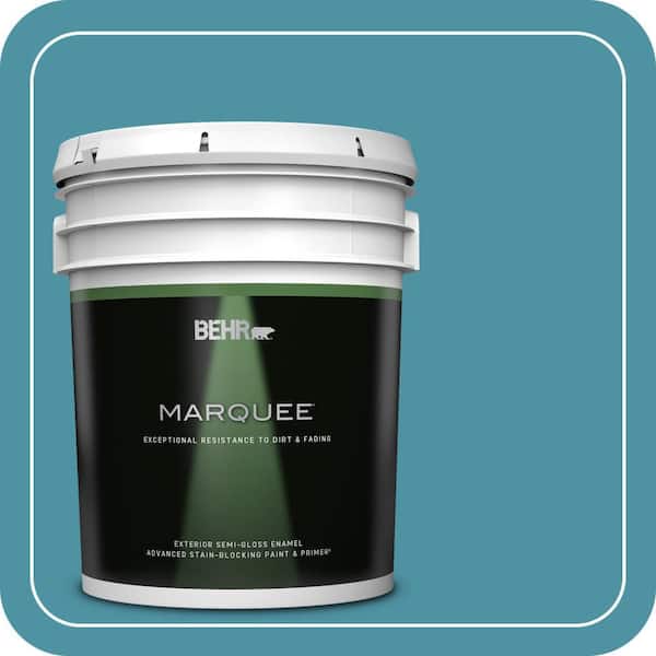 BEHR MARQUEE 5 gal. #530D-6 Teal Bayou Semi-Gloss Enamel Exterior Paint & Primer