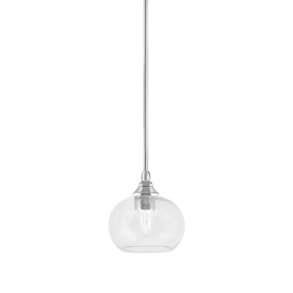 Sparta 100-Watt 1-Light Chrome Shaded Pendant Light Mini Pendant with Clear