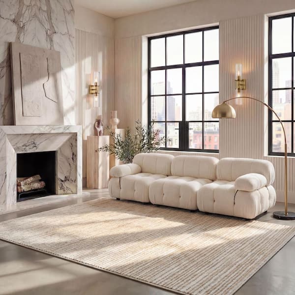 Vision 8 ft. x 10 ft. Ivory Solid Color Area Rug