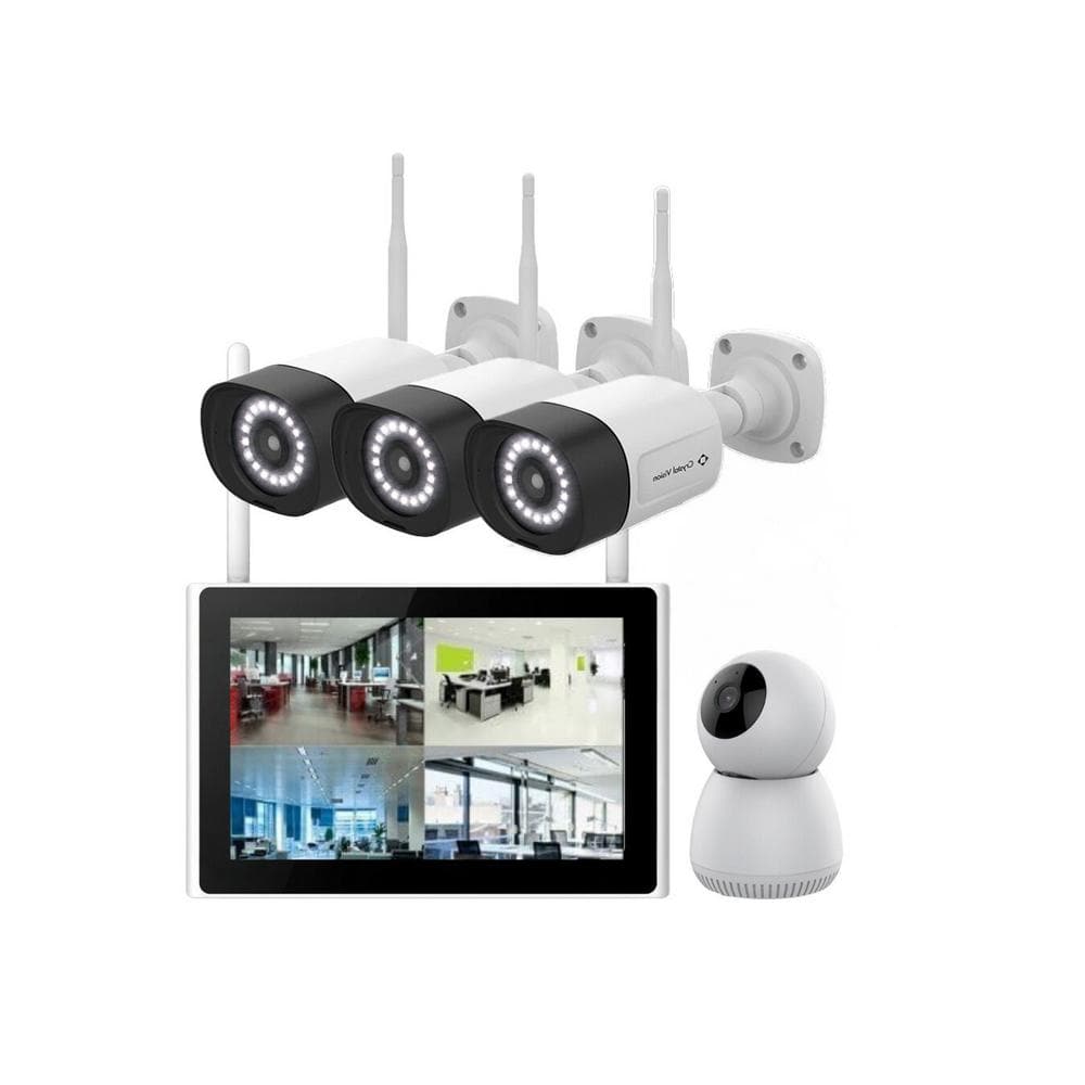 10-Ch WiFi6 NVR w/10.1 Monitor & 1x Indoor Pantilt, 3x Super Bright 18-LED Floodlight, 2Way Audio, Exclusive Panic Siren