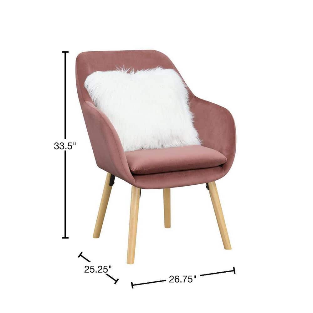 Blush Velvet Accent Chair with Oak Legs