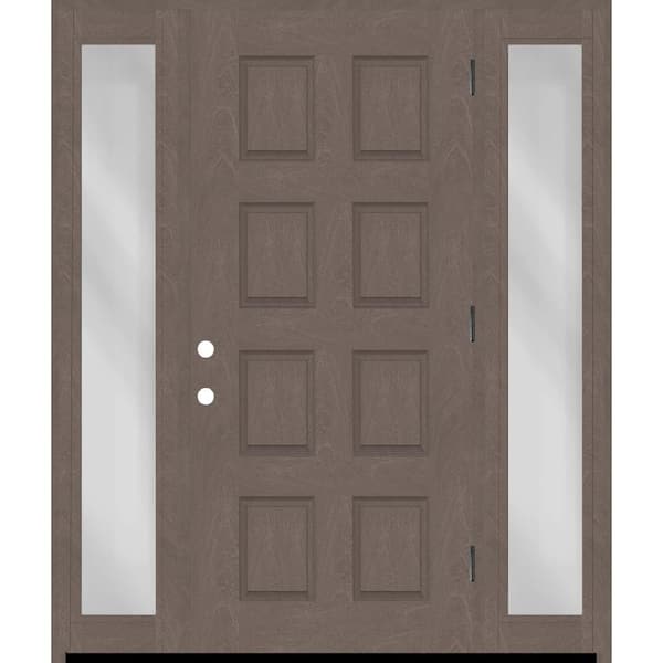 Steves & Sons Regency 68 in. x 80 in. 8-Panel LHOS Ashwood Stain Mahogany Fiberglass Prehung Front Door w/Dbl 14in.Sidelites
