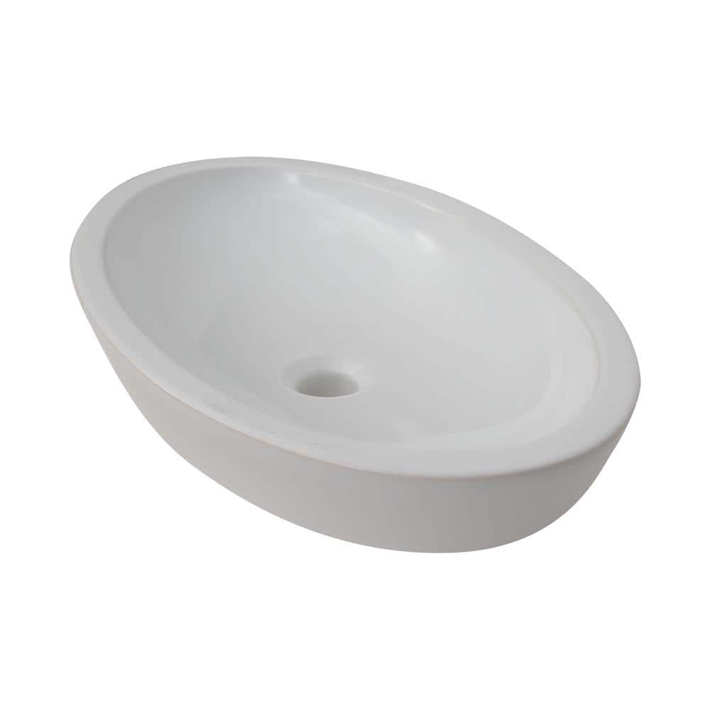 Resort 23" White Vitreous China Oval Vessel Sink