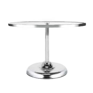 1-Tier Silver Round Glass Top Cake Stand Dessert Display 13.25 in.