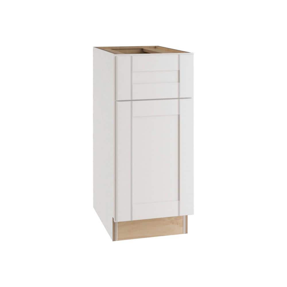 Contractor Express Cabinets Arlington Vesper White Plywood Shaker Stock Assembled Base Kitchen Cabinet Soft Close 12 in W x 24 in D x 34.5 in H -  B12L-AVW