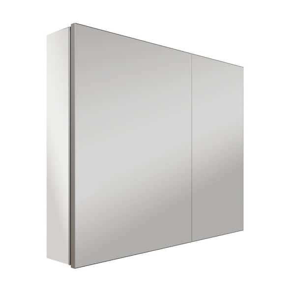 30 in. W x 24 in. H Rectangular Aluminum Recessed/Surface Mount Medicine Cabinet with Mirror and Easy Hang System