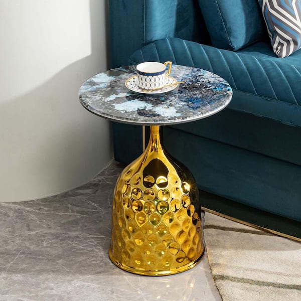 Unbranded 17.72 in. Gold Round Metal End Table Sofa Side Table Small Coffee Table Leisure Table Afternoon Tea Table