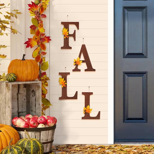 Glitzhome 24 in. H Metal FALL Yard Stake or Wall Decor or Standing ...