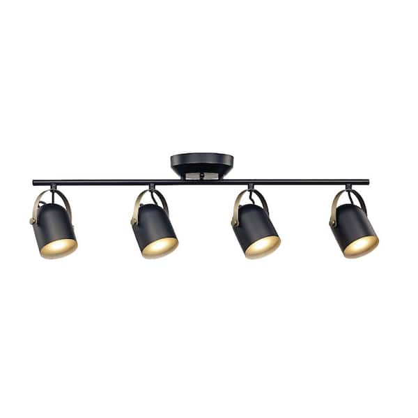 Monteaux Lighting 2.6 ft. Black and Antique Brass Integrated LED Track Light Kit