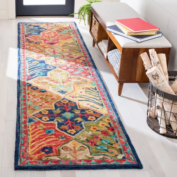 Aspen Blue/Orange 2 ft. x 5 ft. Border Area Rug