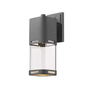 Lestat 14-Watt 13.87 in. Black Integrated LED Aluminum Hardwired Outdoor Weather Resistant Barn Wall Sconce Light