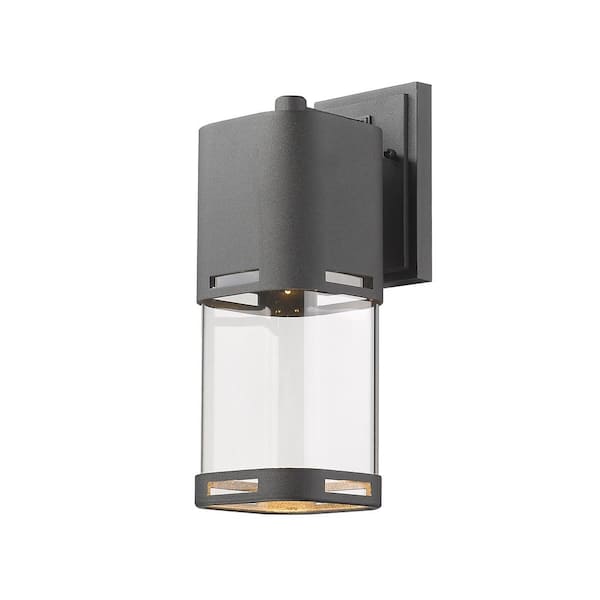 Unbranded Lestat 14-Watt 13.87 in. Black Integrated LED Aluminum Hardwired Outdoor Weather Resistant Barn Wall Sconce Light