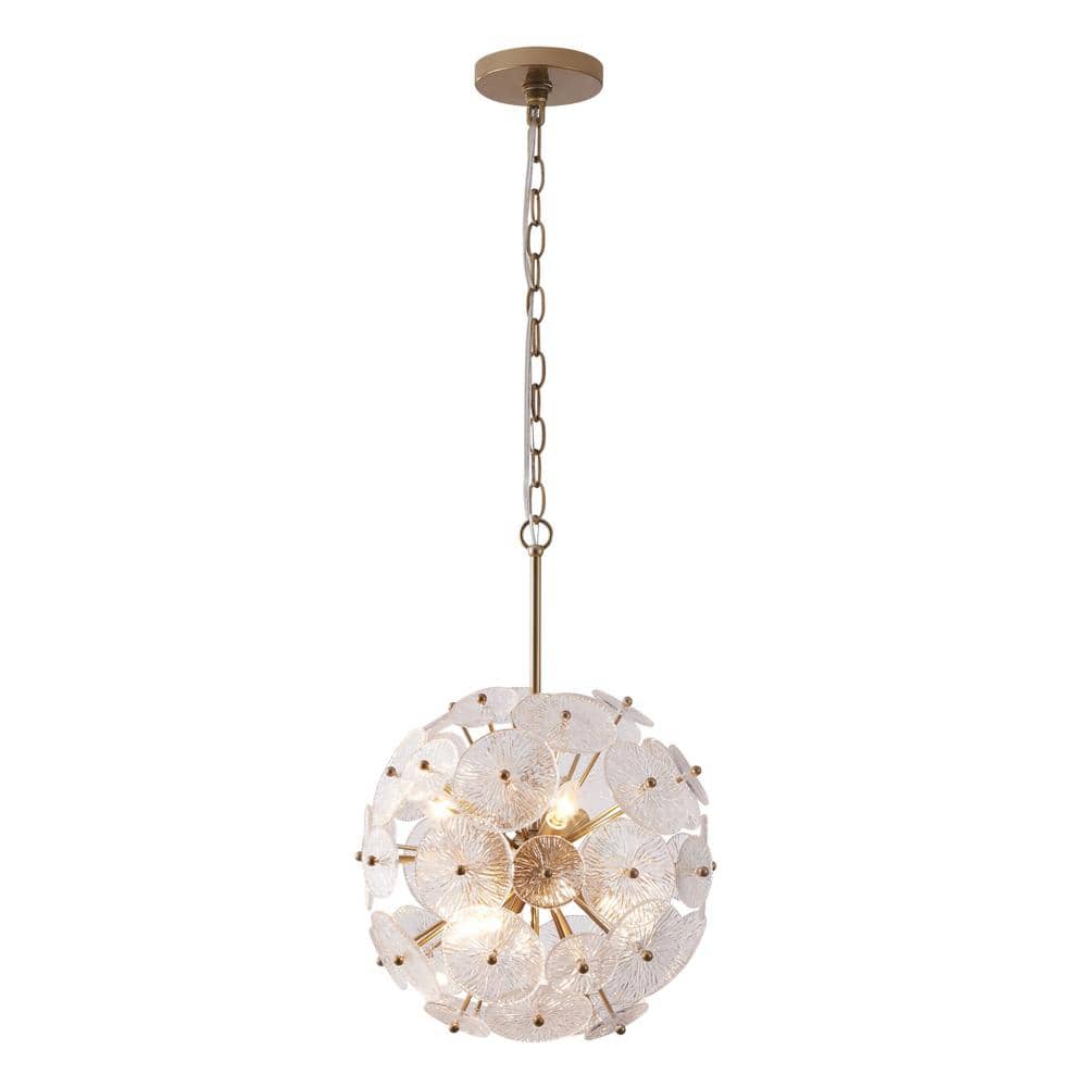 KAWOTI 6-Light Painted Antique Brass Modern Spherical Chandelier, DIY ...