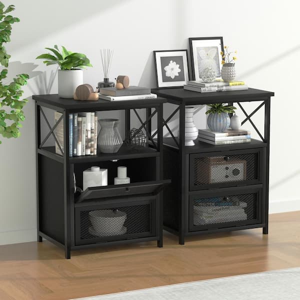 VECELO Corner Table/Cabinet/Organizer with Flip Door