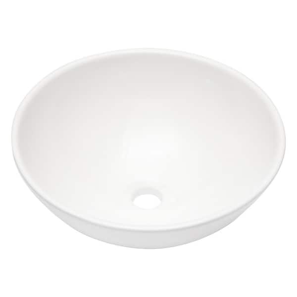 Unbranded 16 in. White Ceramic Round Vessel Bathroom Sink with Drain Hole Above The Counter Installation