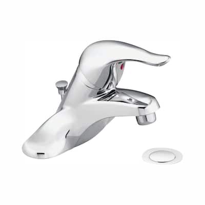 Chateau 4 in. Centerset Single Handle Low-Arc Bathroom Faucet with Metal Drain Assembly in Chrome (3/8" Compression)