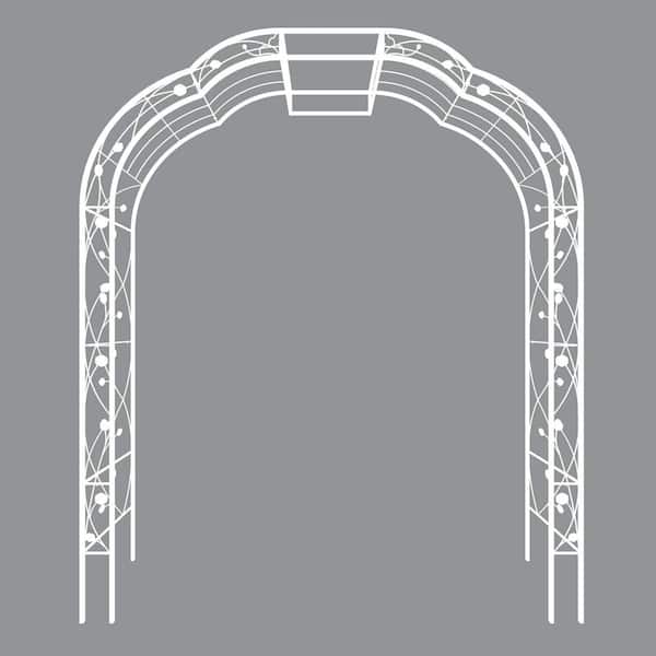 98.4 in. Metal Garden Arch Garden Arbor Trellis for Outdoor in Cream White