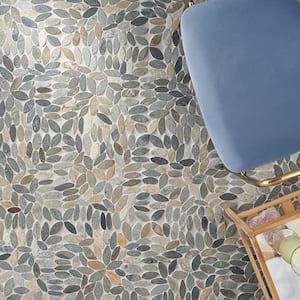 Countryside Flower Dark Blend 11.81 in. x 11.81 in. Natural Stone Floor and Wall Mosaic Tile (0.97 sq. ft./Each)