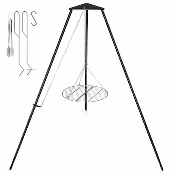 LOKWT Campfire Tripod Grill with Round Grate Adjustable Height