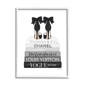 Elegant Black Bow Heels Fashion Bookstack By Amanda Greenwood Framed Print Abstract Texturized Art 16 in. x 20 in.