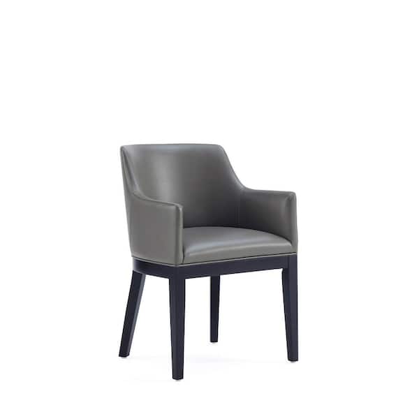 Manhattan Comfort Gansevoort Modern Pebble Grey Faux Leather Upholstered Dining Armchair