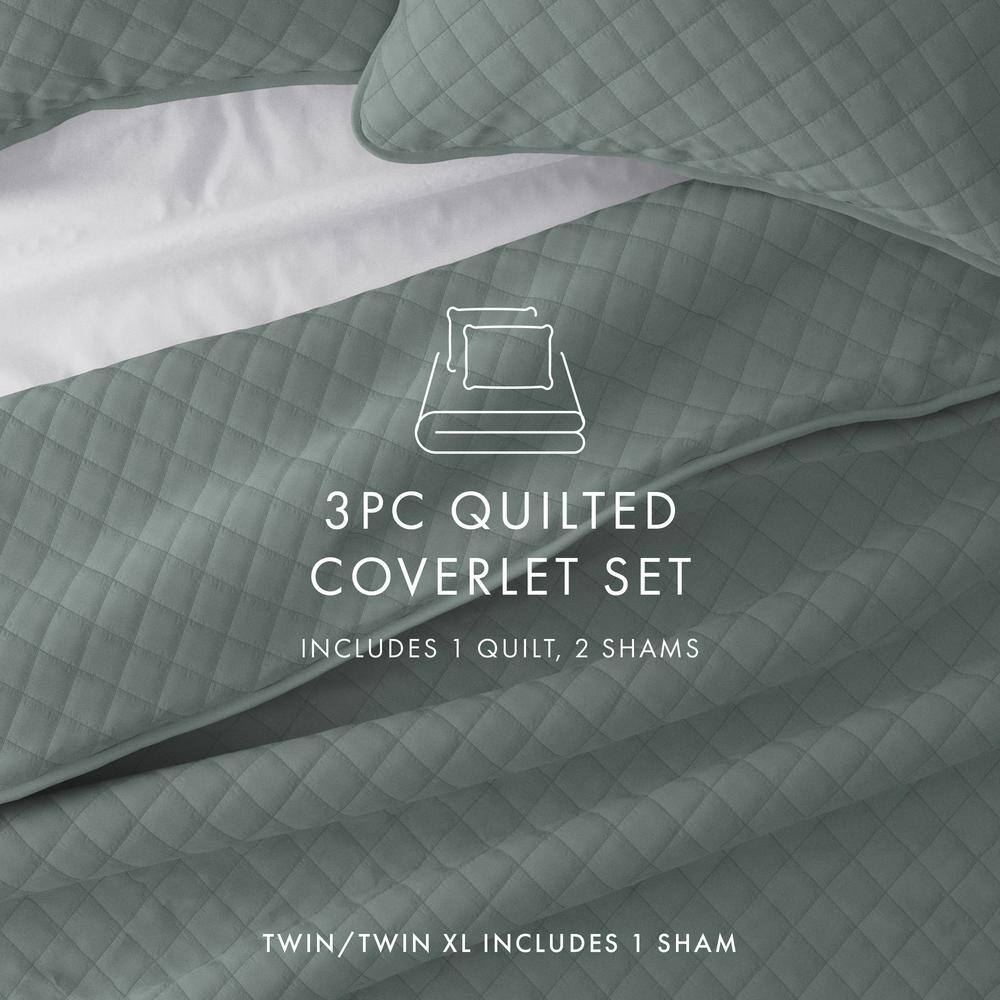 Eucalyptus Twin Microfiber Reversible Quilt Set with Shams