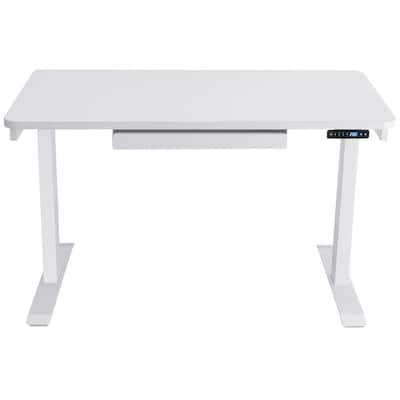 48 in. Rectangular White 1 Drawer Standing Desk with Adjustable Height Feature