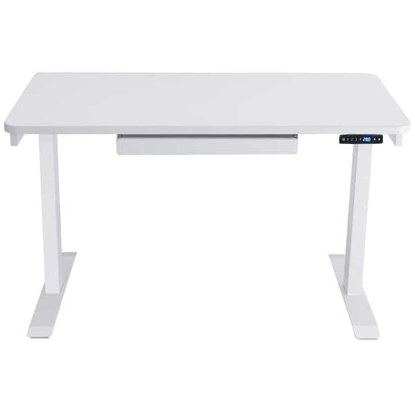 Motionwise 48 in. Rectangular White 1 Drawer Standing Desk with Adjustable Height Feature