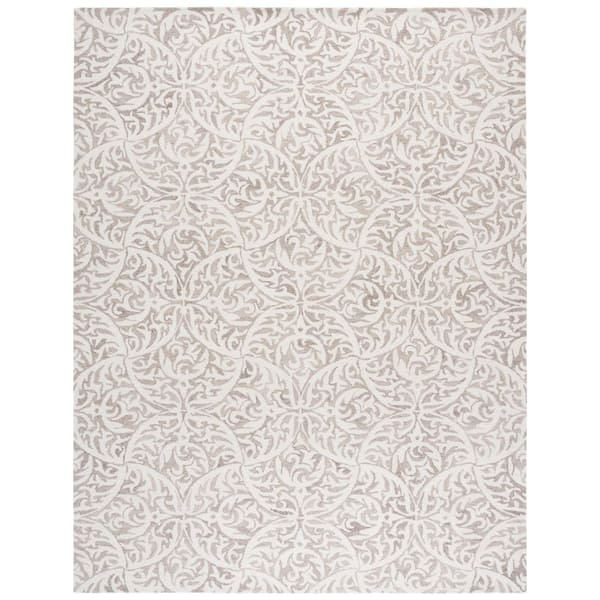 Pine 8 ft. x 10 ft. Beige/Ivory Traditional Floral Area Rug