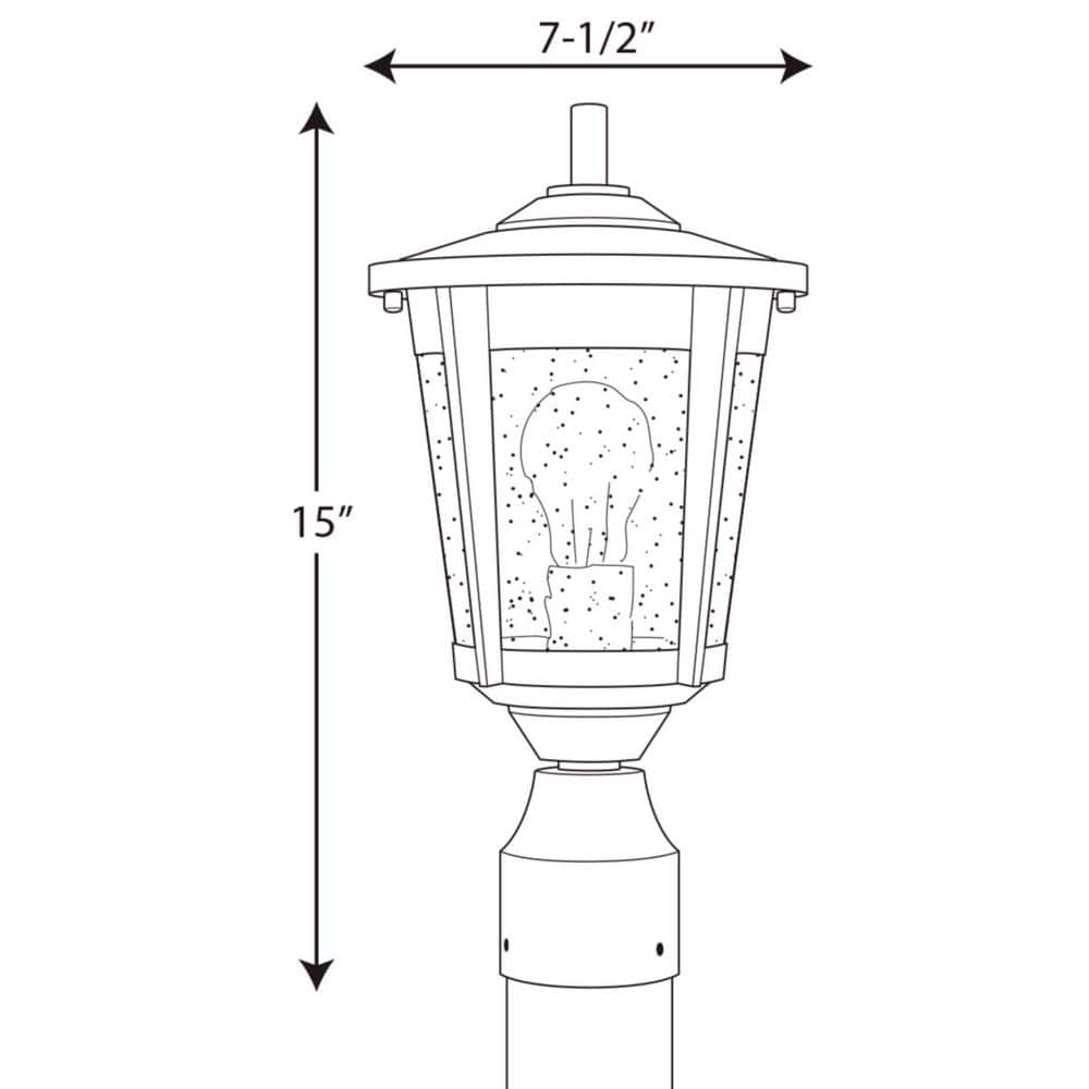 East Haven Black Outdoor Post Lantern with Seeded Glass Shade