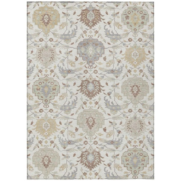 Chantille Machine Washable Indoor/Outdoor Abstract ACN1026 Ivory 9 ft. x 12 ft. Area Rug