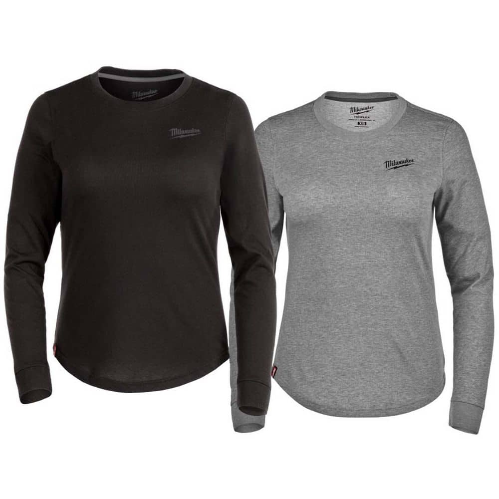 Women's Large Black & Gray FREEFLEX Long Sleeve Hybrid Work T-Shirt (2-Pack) price history on PriceWatchPro