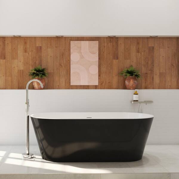 MAAX Calinda 67 in. x 31 in. Acrylic Non-Whirlpool Freestanding Oval Center Drain Bathtub in Black