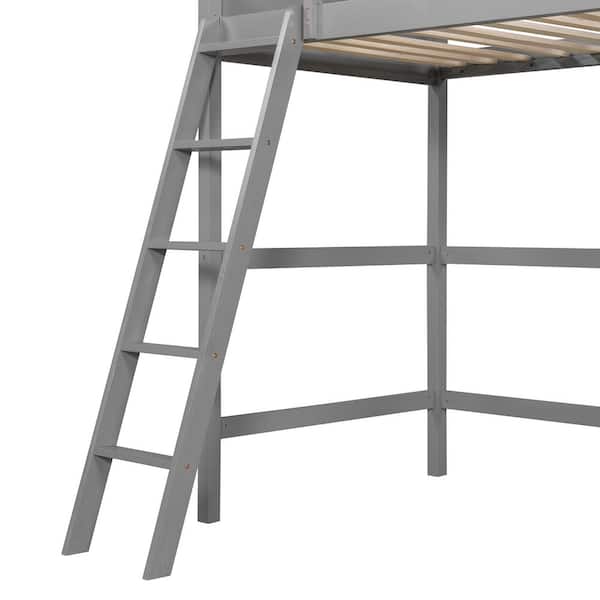 Harper & Bright Designs Gray Wood Frame Twin Size Loft Bed with