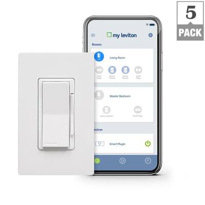 Decora Smart Wi-Fi 600W Incandescent/300W LED Dimmer, No Hub Required, Works with Alexa, Google Assistant (5-Pack)