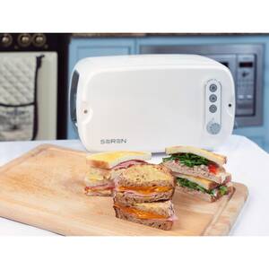 Seren 3-Slice White Wide Slot Toaster with Crumb Tray