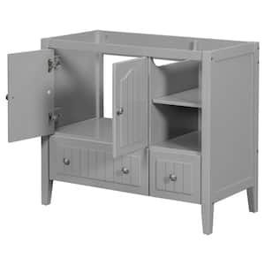 36 in. W x 18.03 in. D x 32.13 in. H Bath Vanity Cabinet without Top in Gray Storage Cabinet with Doors and Drawers