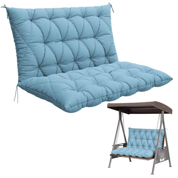 47 in. x 40 in. 2-Seater Patio Contoured Replacement Bench Cushion Outdoor Porch Swing Cushion Cushion Sky