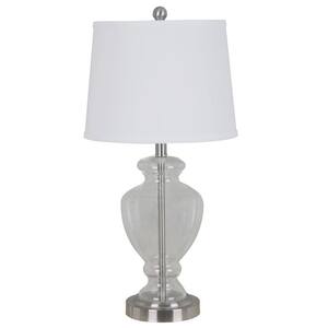 26 in. Accents Brushed Nickel Clear Glass Table Lamp with Shade