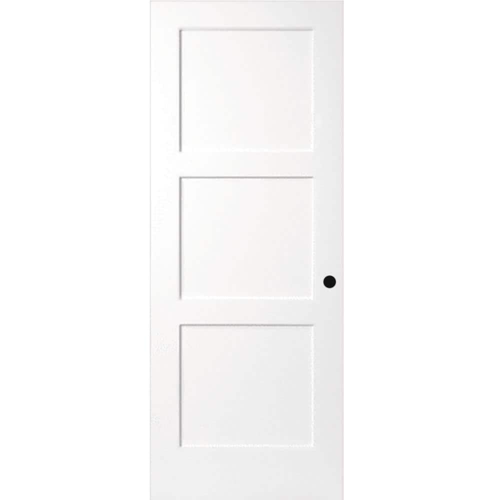 36 in. x 80 in. 3-Panel Equal Shaker White Primed Solid Core Wood Interior Door Slab With Bore price history on PriceWatchPro