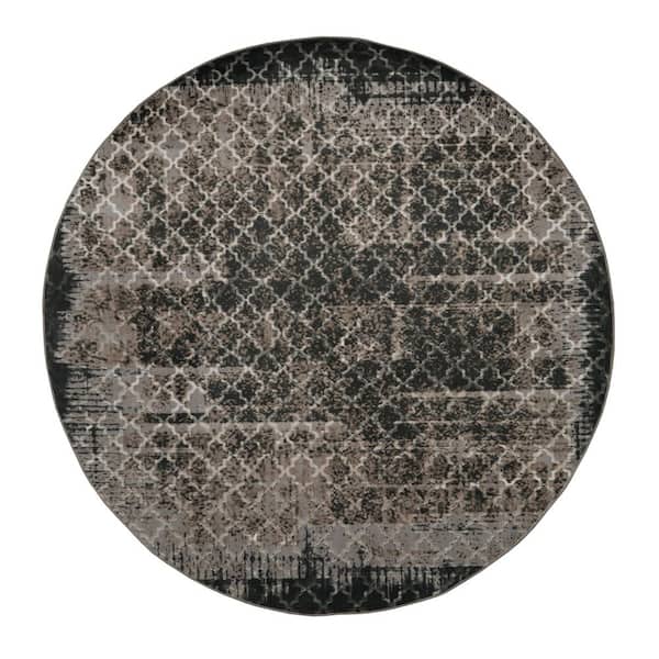 Evolution Gray 8 ft. x 8 ft. Modern Loomed Geometric Polyester Round Indoor Area Rug