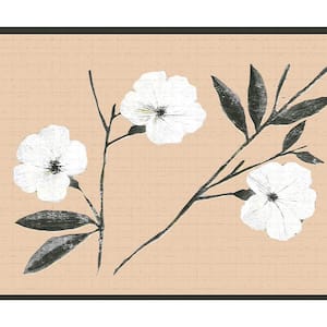 Falkirk Dandy II White Black Flowers and Leaves Floral Peel and Stick Wallpaper Border
