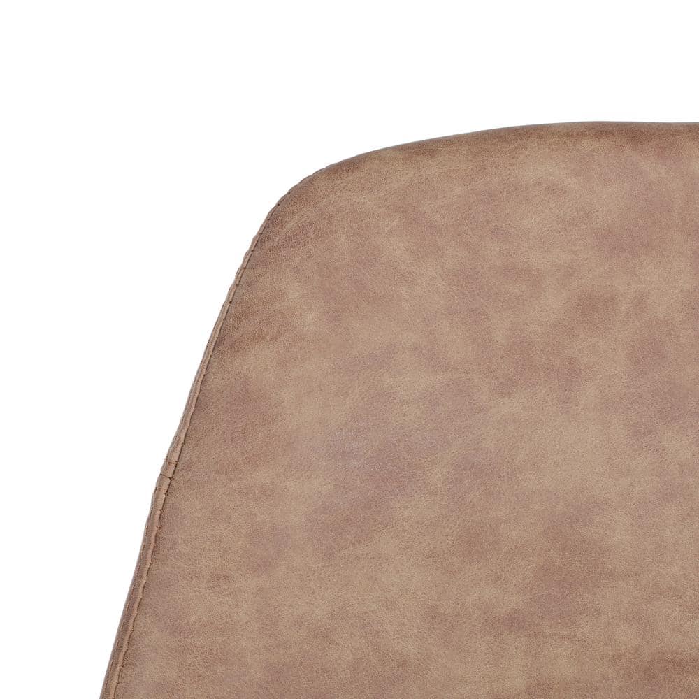 Mid-Century Brown Faux Leather Counter Stool with Copper Legs