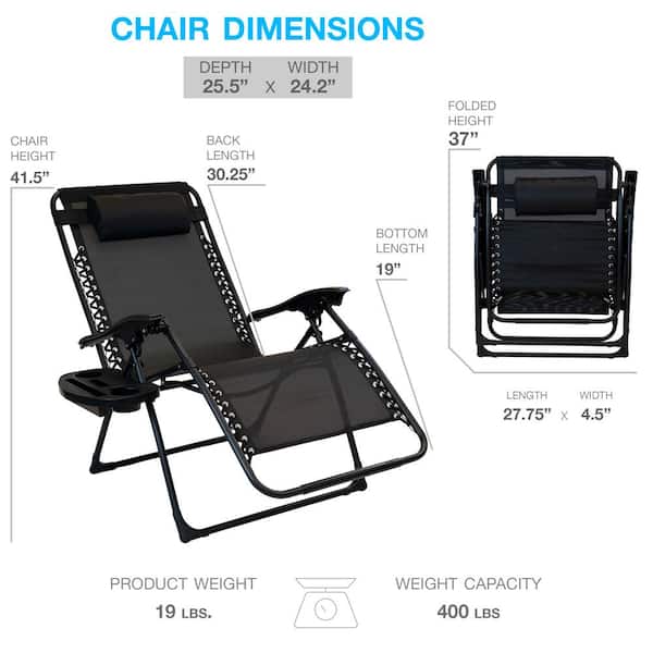 Zero Gravity Chair Oversized with Foot Rest Cushion, Support
