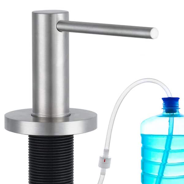 Brushed Nickel Built in Sink Soap Dispenser with 47 in. Extension Tube for Kitchen Sink, Stainless Steel Countertop Pump