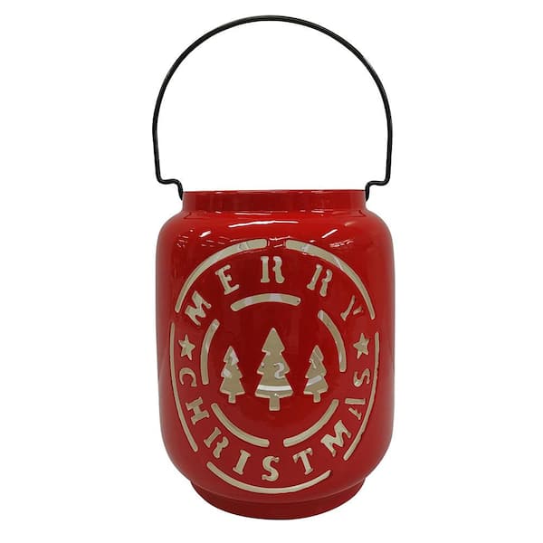 Home Accents Holiday Ashford Meadows 8 in. Red Christmas Tree Luminary